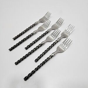 6 Dinner Forks Pier One 1 PII14 18/8 Stainless China Twist 7 1/4"